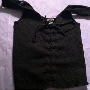 HOT TOPIC Black Lace-Up Top